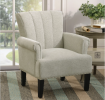 Accent Rivet Tufted Polyester Armchair ,Cream