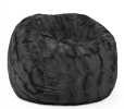 Jaxx Saxx 3 Foot Bean Bag Chair - Faux Fur - Fun Colors, Black