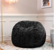 Jaxx Saxx 3 Foot Bean Bag Chair - Faux Fur - Fun Colors, Black