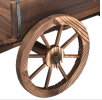 Wood Wagon Planter Pot Stand with Wheels