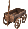 Wood Wagon Planter Pot Stand with Wheels