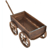 Wood Wagon Planter Pot Stand with Wheels