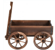 Wood Wagon Planter Pot Stand with Wheels