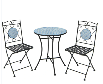 3 Pieces Patio Bistro Set Outdoor Furniture Mosaic Table Chairs