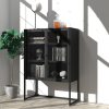 Black Storage Cabinet with Doors, Modern Black Accent Cabinet, Free Standing Cabinet, Buffet Sideboards for Bedroom, Kitchen,Home Office