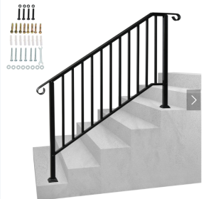 Matte Black Outdoor 4 Level Iron Handrail