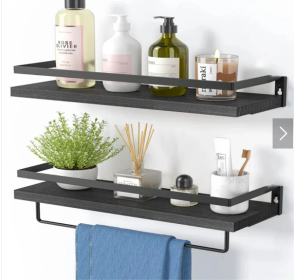 Bathroom Shelf with Towel Bar Set of 2