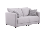 Penelope 60" Light Gray Linen Fabric Loveseat with Pillows