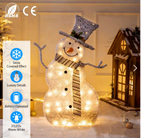 LED Christmas Snowman Decoration Light Collapsible Battery Operated