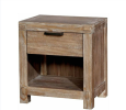 Rustic Weathered Light Oak 1pc Nightstand Black Bar Pull Bedroom Furniture Bedside Table 1-Drawer