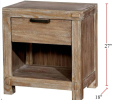 Rustic Weathered Light Oak 1pc Nightstand Black Bar Pull Bedroom Furniture Bedside Table 1-Drawer