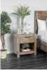 Rustic Weathered Light Oak 1pc Nightstand Black Bar Pull Bedroom Furniture Bedside Table 1-Drawer