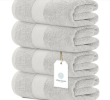 Luxury Bath Towels 4 Large 700 GSM Cotton Ultra Soft 27x54 inch Highly Absorbent Quick Dry Hotel Towels for Bathroom Luxury Plush Silver