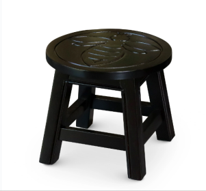 Carved Wooden Step Stool, Queen Bee, Espresso