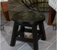 Carved Wooden Step Stool, Queen Bee, Espresso