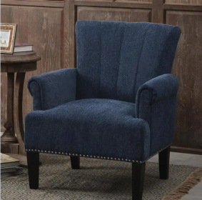 Accent Rivet Tufted Polyester Armchair ,Navy Blue