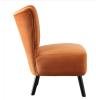 Unique Style Orange Velvet Covering Accent Chair Button-Tufted Back Brown Finish Wood Legs Modern Home Furniture