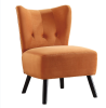 Unique Style Orange Velvet Covering Accent Chair Button-Tufted Back Brown Finish Wood Legs Modern Home Furniture