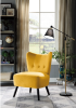 Unique Style Accent Chair Yellow Velvet Covering Button-Tufted Back Brown Finish Wood Legs Modern Home Furniture