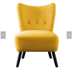 Unique Style Accent Chair Yellow Velvet Covering Button-Tufted Back Brown Finish Wood Legs Modern Home Furniture