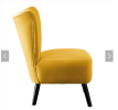 Unique Style Accent Chair Yellow Velvet Covering Button-Tufted Back Brown Finish Wood Legs Modern Home Furniture