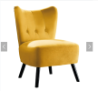 Unique Style Accent Chair Yellow Velvet Covering Button-Tufted Back Brown Finish Wood Legs Modern Home Furniture