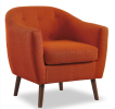 Orange Fabric Upholstered Accent Chair 1pc Espresso Finish Legs Button Tufted Solid Wood Furniture Living Room Chair