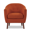 Orange Fabric Upholstered Accent Chair 1pc Espresso Finish Legs Button Tufted Solid Wood Furniture Living Room Chair