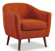 Orange Fabric Upholstered Accent Chair 1pc Espresso Finish Legs Button Tufted Solid Wood Furniture Living Room Chair