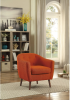 Orange Fabric Upholstered Accent Chair 1pc Espresso Finish Legs Button Tufted Solid Wood Furniture Living Room Chair