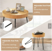 2 Set of Wooden Coffee Table with Metal Legs and Adjustable Foot Pads