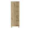 Urano Mirror Linen Cabinet; Four Interior Shelves; Five External Shelves -Light Oak