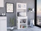 Capienza Pantry Cabinet; Two Shelves; Double Door; One Drawer; Three Side Shelves -White