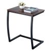 Industrial Sofa Side Table, C Shaped End Table, Portable Bedside Workstation, Laptop Holder with Metal Frame, Small Spaces, Coffee Brown