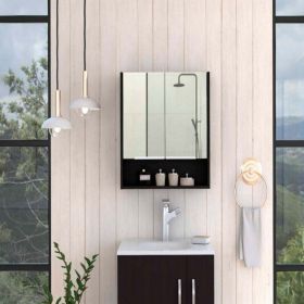 Medicine Cabinet with Mirror Lexington,Three Internal Shelves, Black Wengue Finish