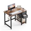 Modern Simple Style Home Office Writing Desk with 2-Tier Drawers Storage,Vintage Rustic,47IN