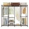 (190 x 40 x 190) Cm Wire Garment Rack Heavy Duty Clothes Rack, Closet Organizer Metal Garment Rack Portable Clothes Hanger Home Shelf Fabric Drawers,