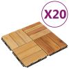 Decking Tiles 20 pcs 11.8"x11.8" Solid Wood Teak