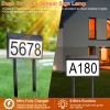 Solar Powered House Numbers LED Light Dusk To Dawn Address Plaque Sign Waterproof Wall Mount Ground Stake Number Plate Lamp for House Yard Garden Stre