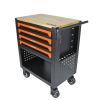 4 DRAWERS MULTIFUNCTIONAL TOOL CART WITH WHEELS AND WOODEN TOP-ORANGE