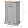 Kitchen Tilt Out Trash Bin Cabinet Free Standing Recycling Cabinet Trash Can Holder With Drawer, Gray-AS