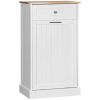 Kitchen Tilt Out Trash Bin Cabinet Free Standing Recycling Cabinet Trash Can Holder With Drawer, white-AS