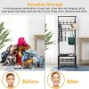 Metal Entryway Coat Shoe Rack Hall Tree w/ 3-Tier Shoe Bench Shoe Storage 18 Hooks Coat Hat Rack