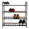 Concise 12-Batten 4 Tiers Bamboo Shoe Rack Coffee RT