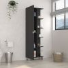 Urano Mirror Linen Cabinet; Four Interior Shelves; Five External Shelves -Black