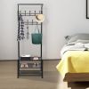 Metal Entryway Coat Shoe Rack Hall Tree w/ 3-Tier Shoe Bench Shoe Storage 18 Hooks Coat Hat Rack