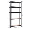 5 Tier Heavy Duty Metal Shelving Rack Unit Garage Storage Shelf Black UK