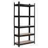 5 Tier Heavy Duty Metal Shelving Rack Unit Garage Storage Shelf Black UK