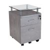 Techni Mobili Rolling File Cabinet with Glass Top, Grey