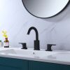 3 Hole Bathroom Sink Faucet 2 Handle Deck Mounted 360-Degree Swivel Matte Black Vessel Basin Faucet RBF61017MB